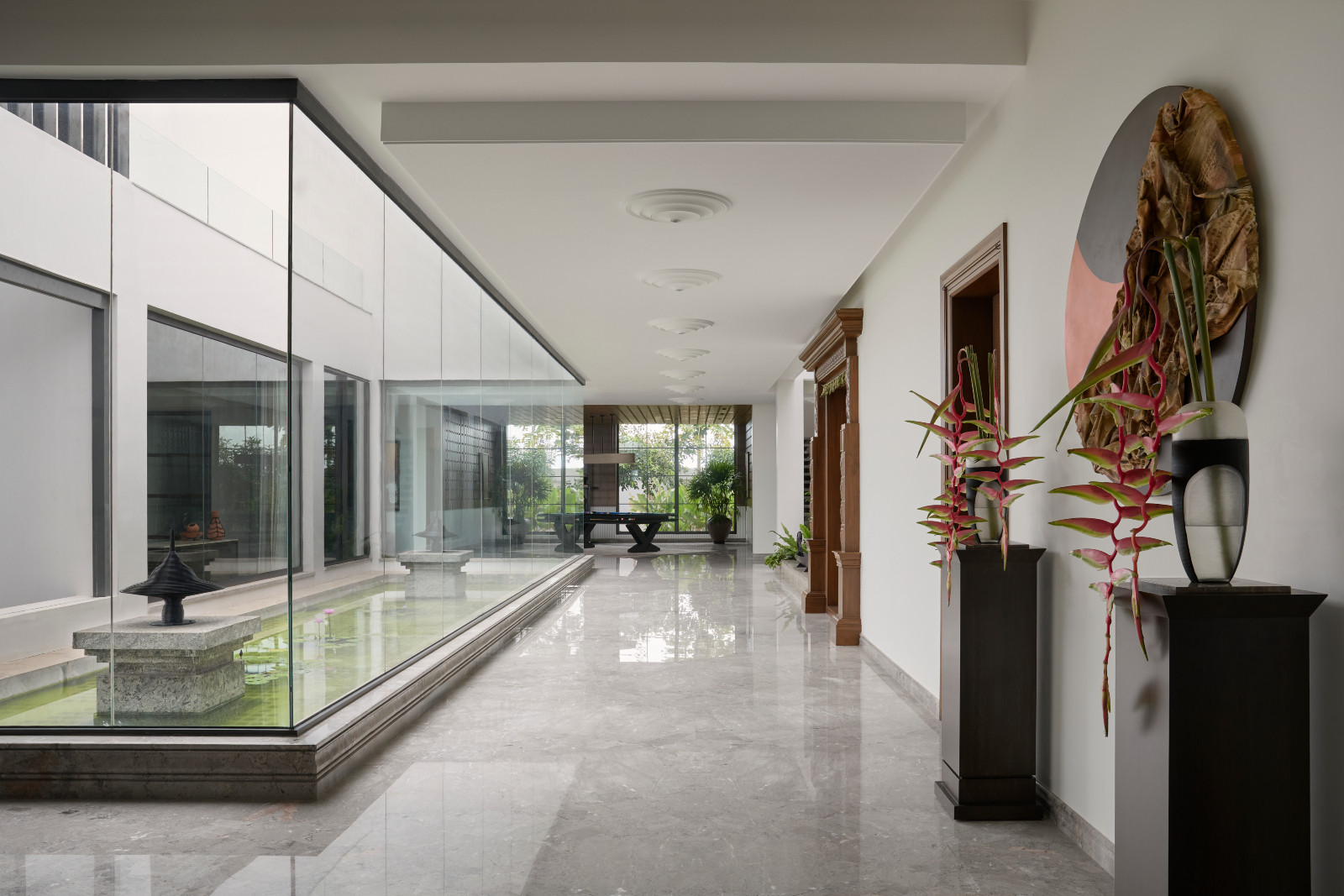 The courtyard in the Tirupur, India home designed by Chestnut Storeys