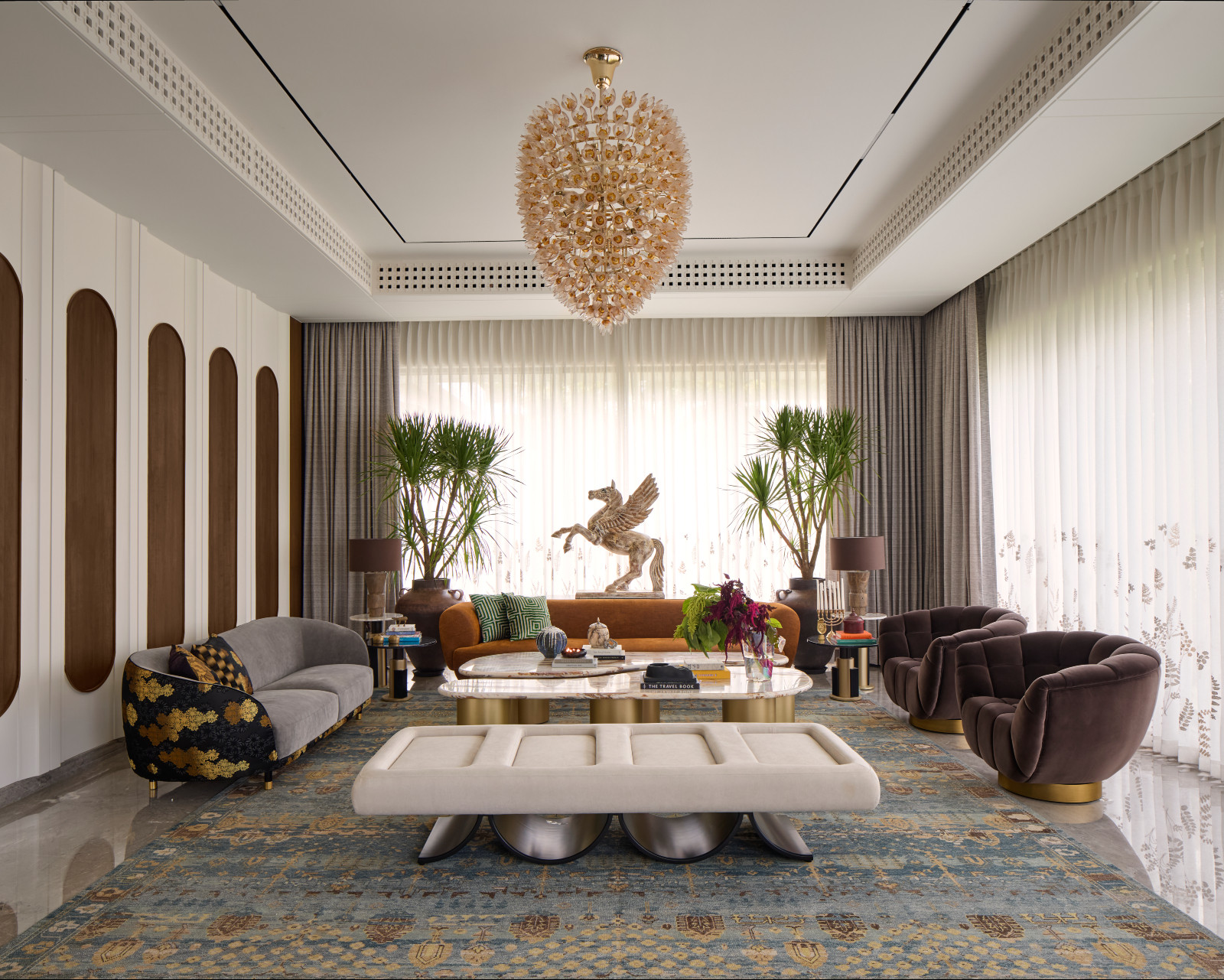 The living room of the Tirupur, India home designed by Chestnut Storeys