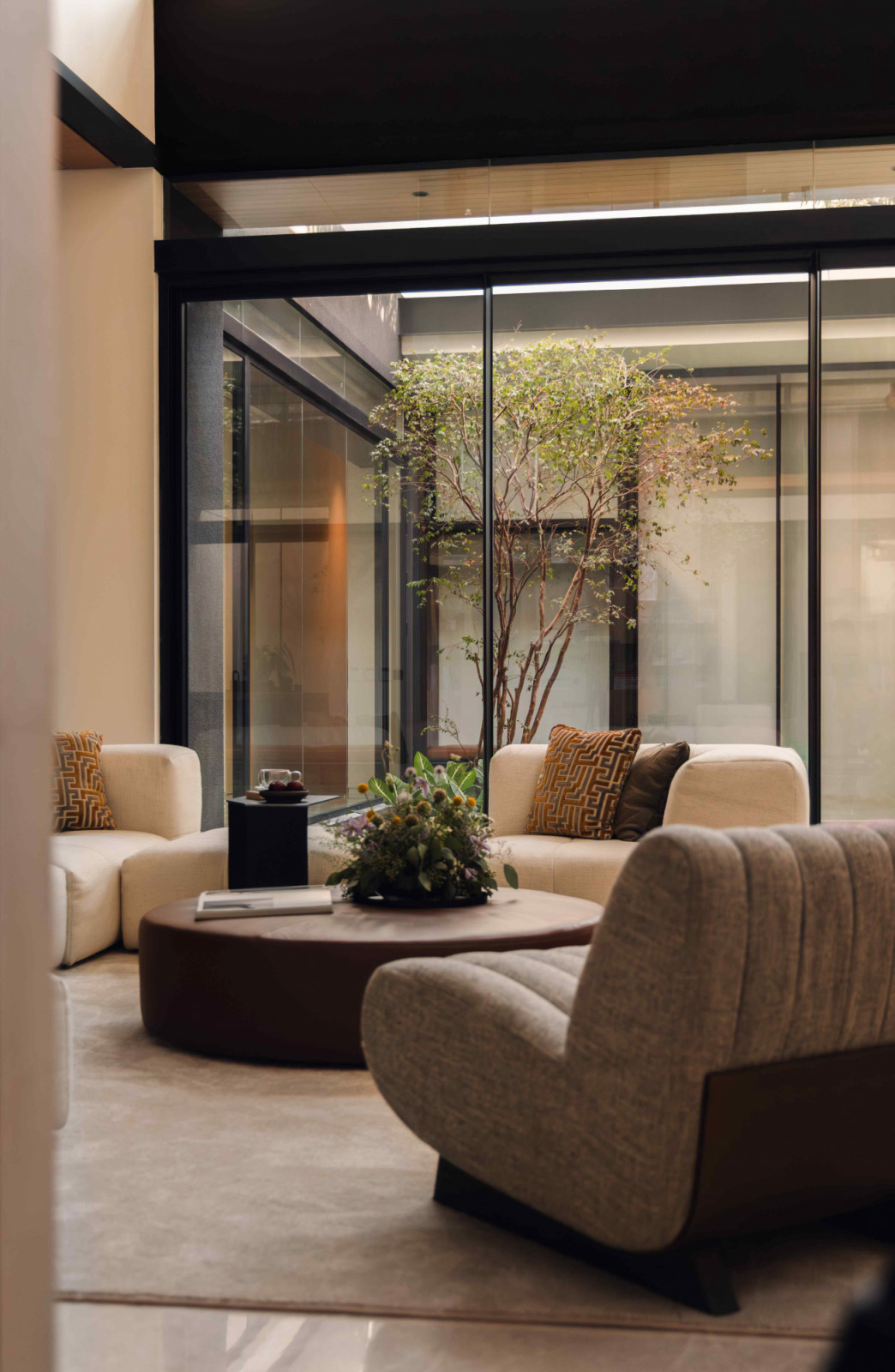 The central courtyard provides a lush backdrop to the timeless setting