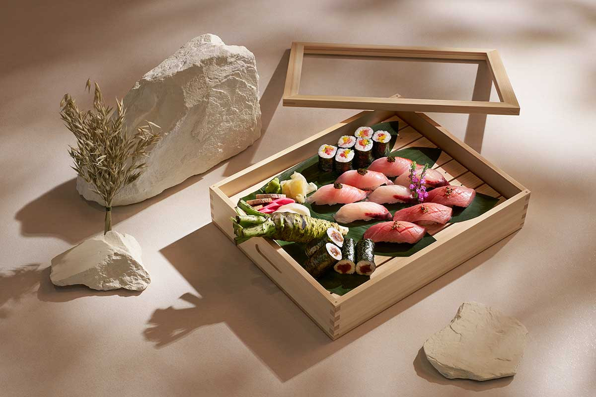 Assorted nigiri in a box