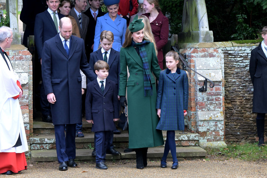 The British Royal Family Attend The 2024 Christmas Morning Service
SANDRINGHAM, NORFOLK - DECEMBER 25: Prince William, Prince of Wales,Prince Louis of Wales,Prince George of Wales,Princess Catherine, Princess of Wales and Princess Charlotte of Wales attends the 2024 Christmas Morning Service at St Mary Magdalene Church on December 25, 2024 in Sandringham, Norfolk. (Photo:  Jordan Peck/Getty Images)
