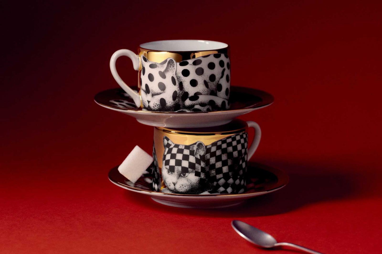 Fornasetti High Fidelity tea cups and saucers