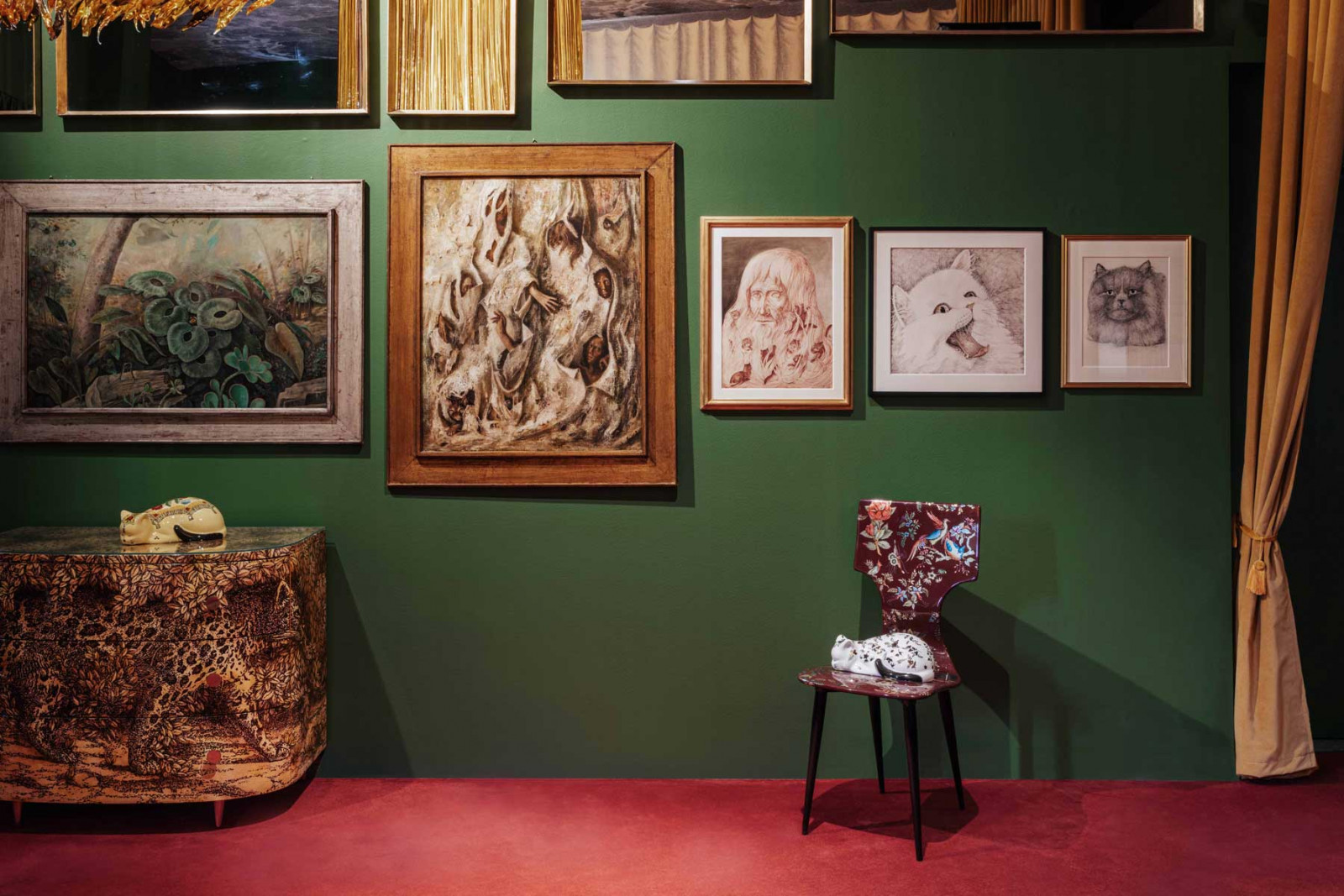 Artworks displayed at the Fornasetti L’Heure du Chat exhibition