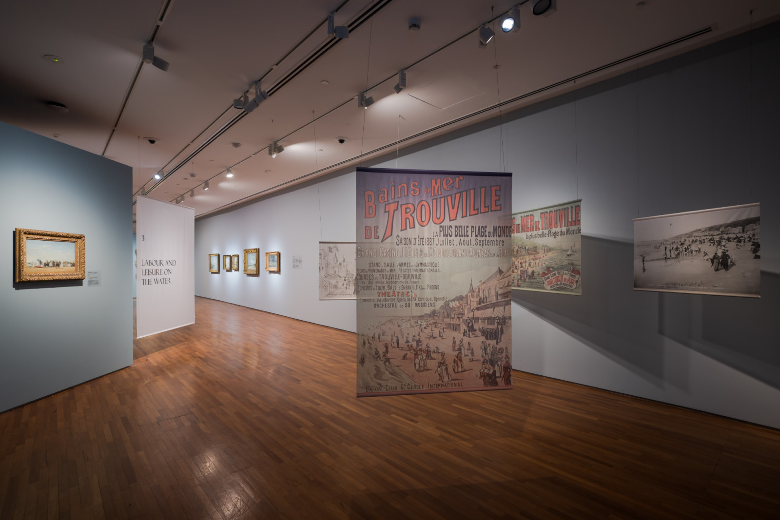 Installation view of the “Labour and Leisure on the Water” section of “Into the Modern: Impressionism from the Museum of Fine Arts, Boston” exhibition at National Gallery Singapore