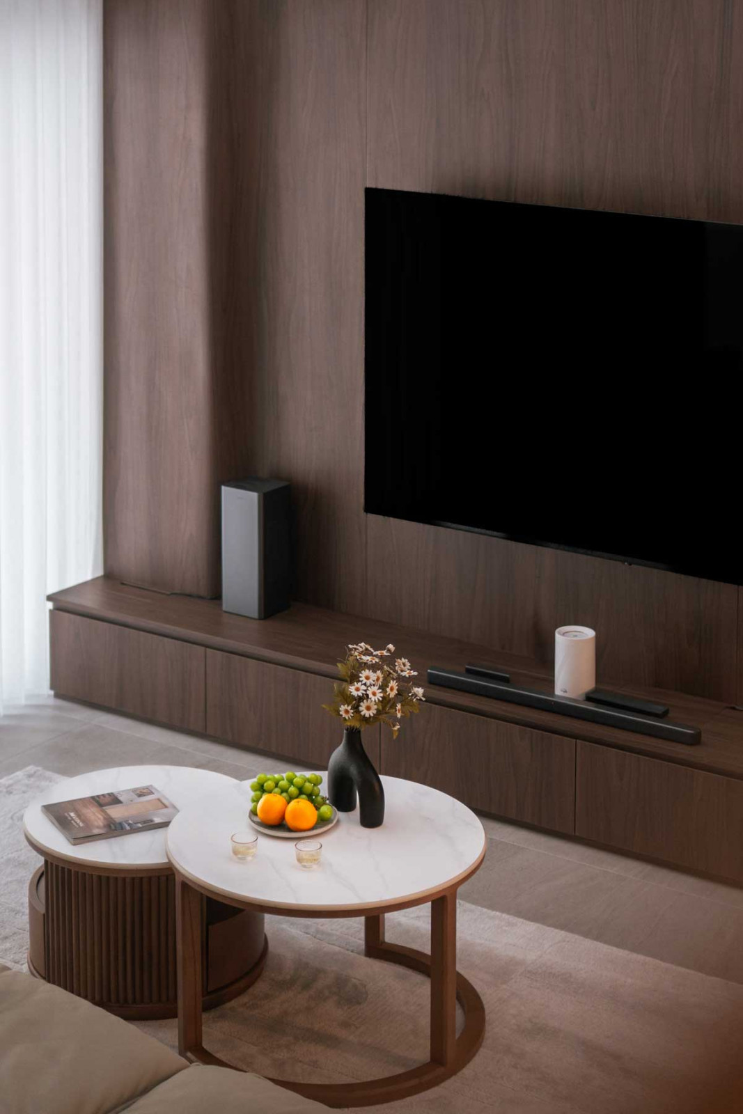 The overall aesthetic draws from dark modern minimalism