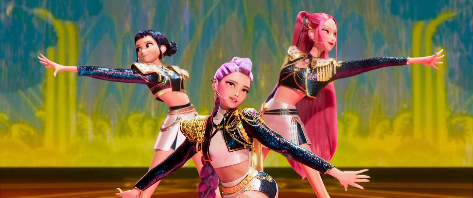 KPOP DEMON HUNTERS - When they aren't selling out stadiums, Kpop superstars Rumi, Mira and Zoey use their secret identities as badass demon hunters to protect their fans from an ever-present supernatural threat. Together, they must face their biggest enemy yet – an irresistible rival boy band of demons in disguise. ©2025 Netflix