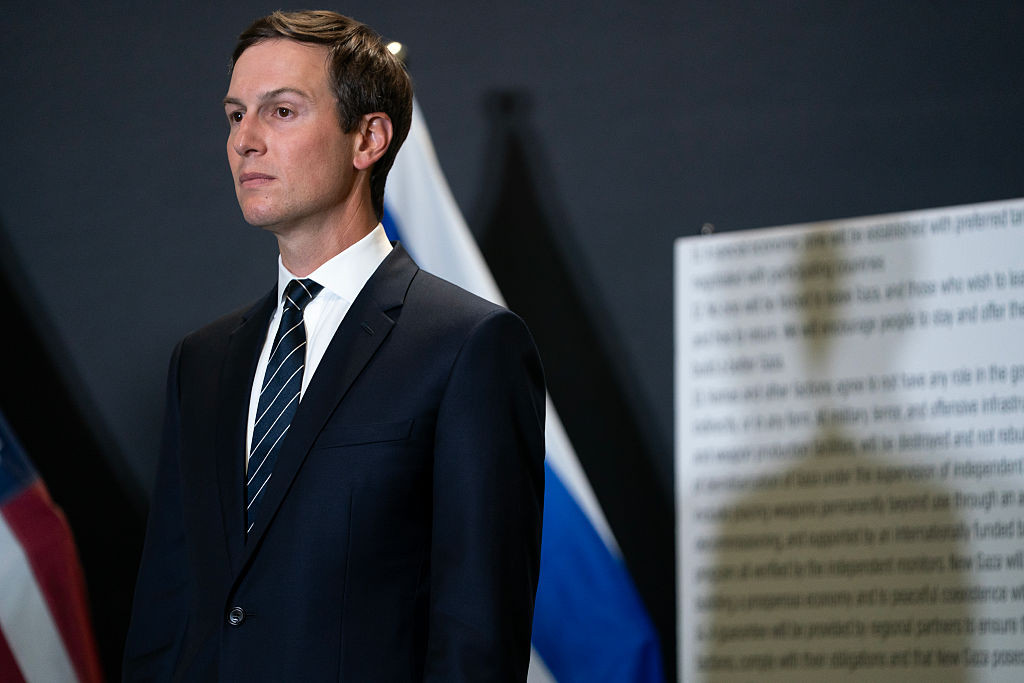 KIRYAT GAT, ISRAEL - OCTOBER 21: Jared Kushner listens as U.S. Vice President JD Vance speaks during a press conference following a military briefing at the Civilian Military Coordination Center on October 21, 2025 in Kiryat Gat, Israel. Vance is scheduled to meet with Prime Minister Benjamin Netanyahu in ongoing efforts to maintain the ceasefire between Israel and Hamas. (Photo by Nathan Howard - Pool/Getty Images)