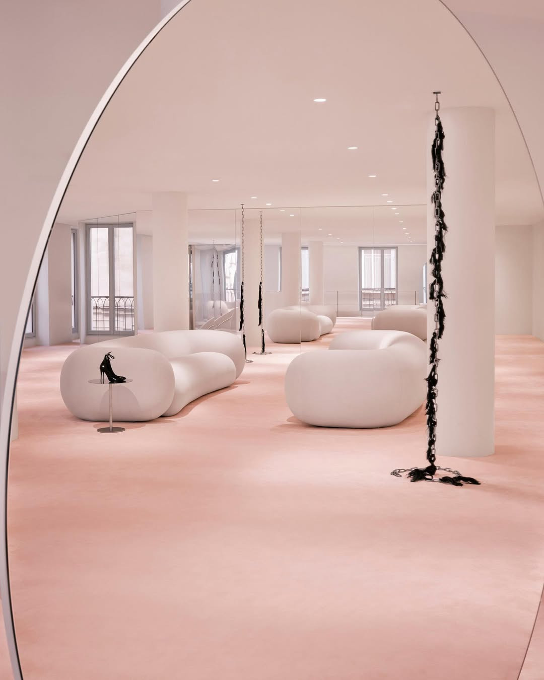 Foam Mollo chairs by Philippe Malouin decorate the space (Photo: Instagram / @maisonalaia)