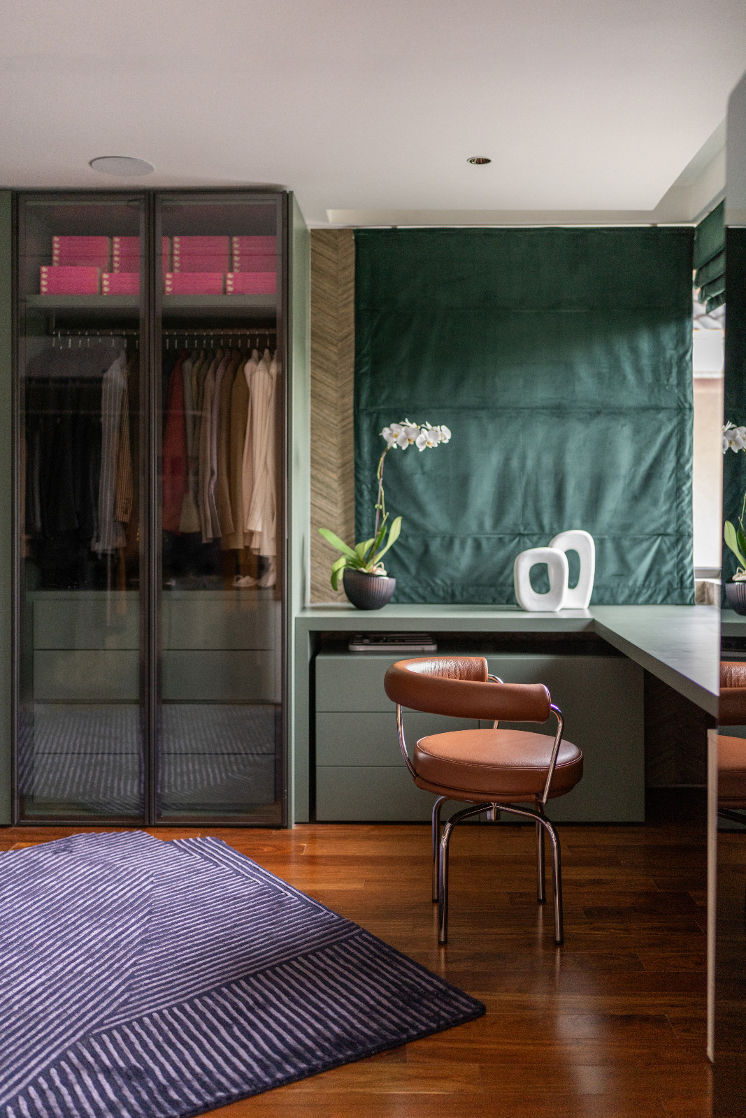 Pia Wurtzbach Jauncey’s glam room, which is adjacent to her home office; the colours of the glam room perfectly mirror and complement the home office