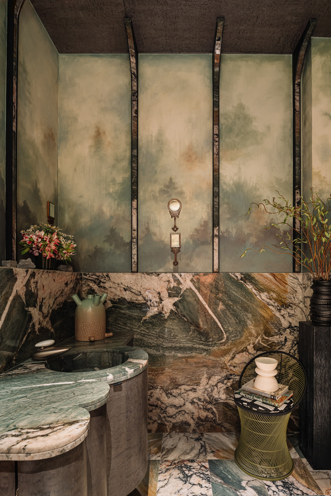 The details of a powder room in a Calcutta, India family home created by Spaces and Design