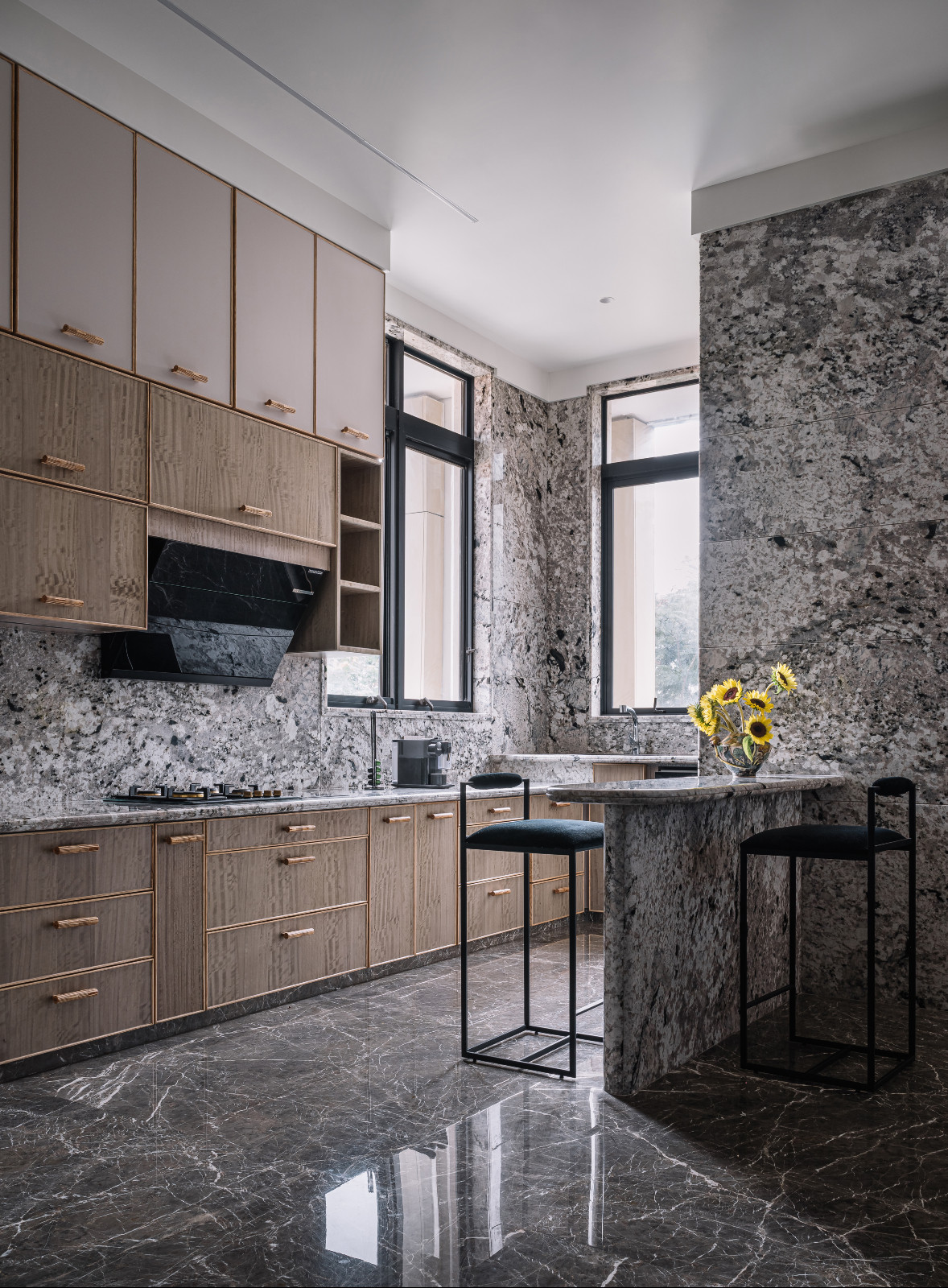 The kitchen in a Calcutta, India family home created by Spaces and Design