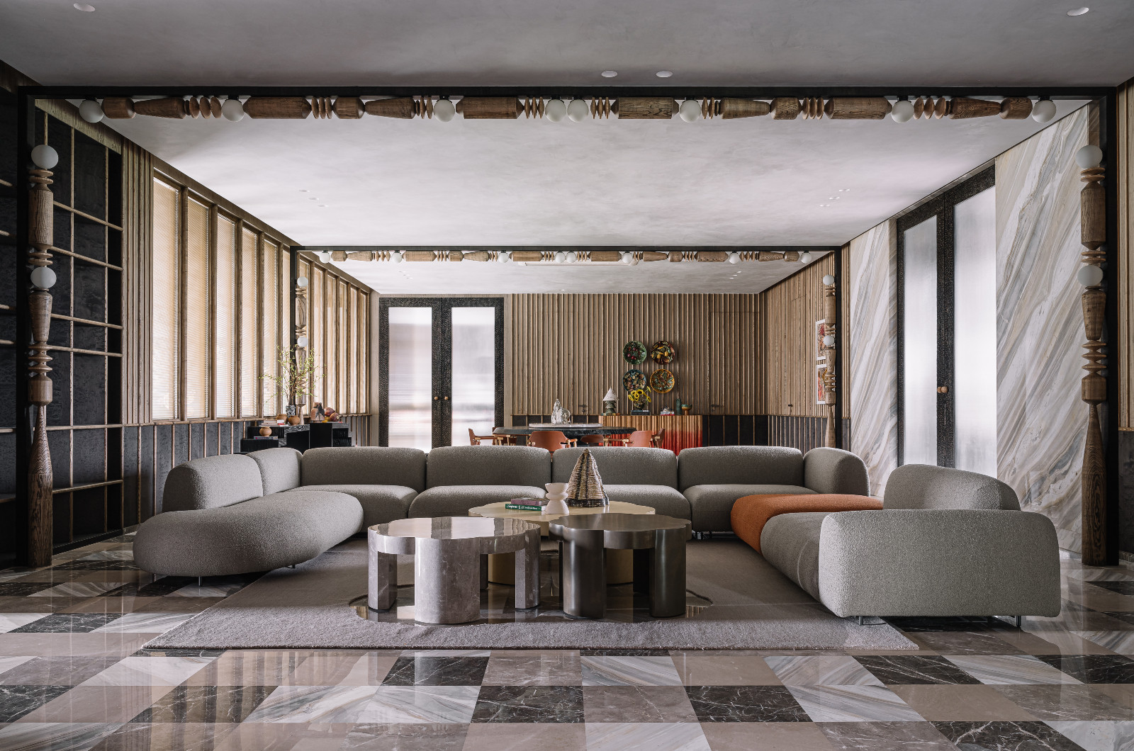 The living room in a Calcutta, India family home created by Spaces and Design