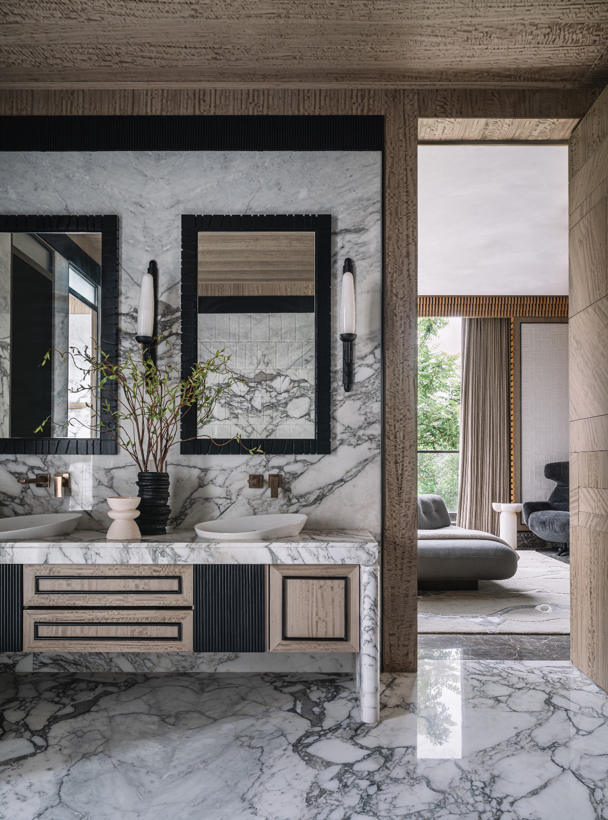 The primary bathroom in a Calcutta, India family home created by Spaces and Design
