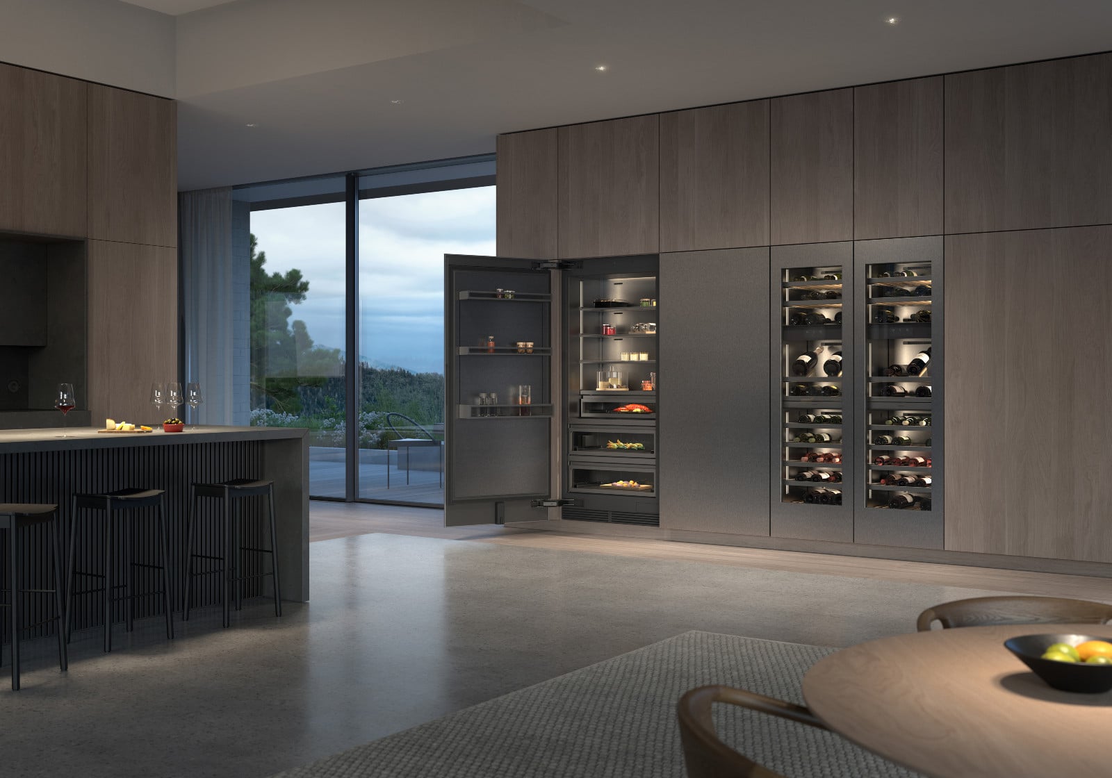 With proportions and detailing that recall fine furniture, the cooling appliances are conceived as architectural elements within the space (Photo: courtesy of Gaggenau)