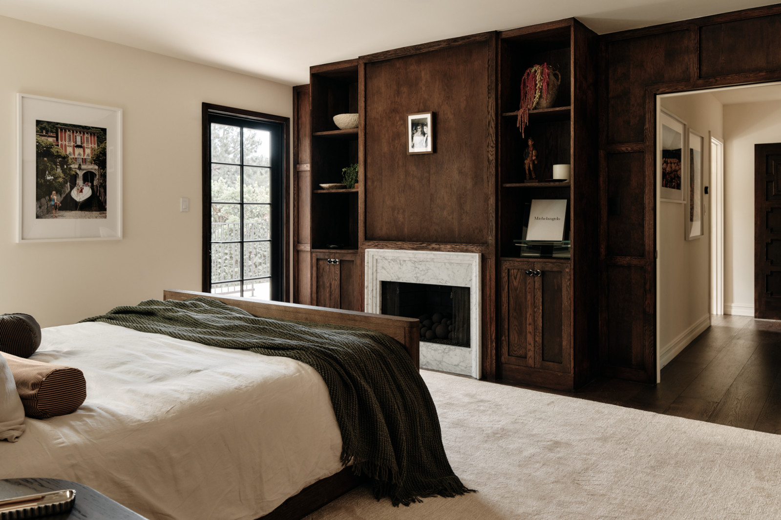 The primary bedroom of a Los Angeles, California home renovated by House of Rolison