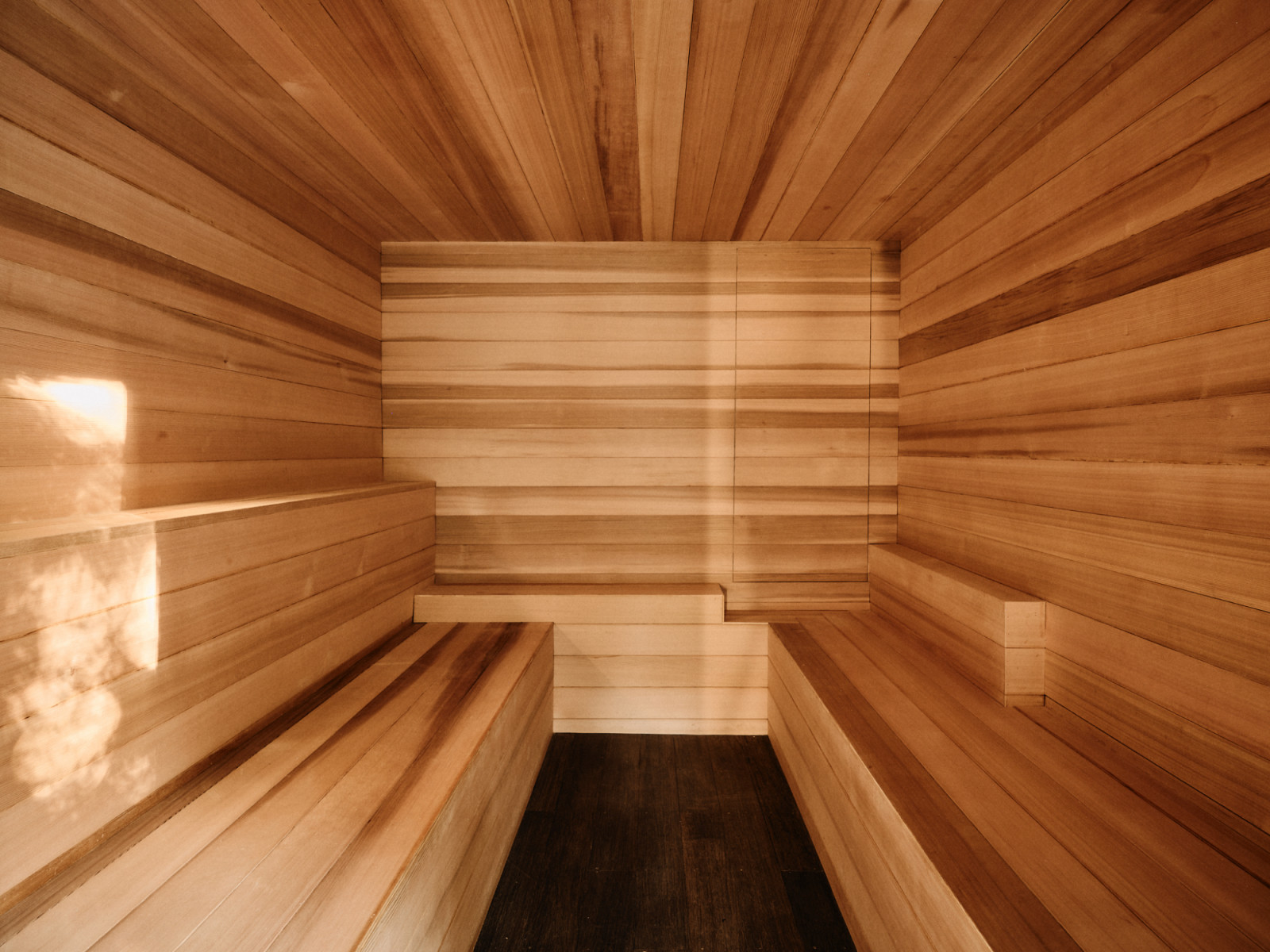 The sauna of a Los Angeles, California home renovated by House of Rolison