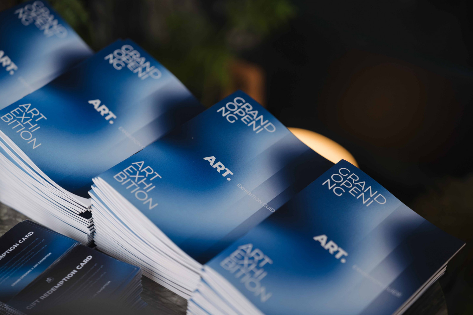 Brochures detailing the art featured at the opening of ABCD's flagship space