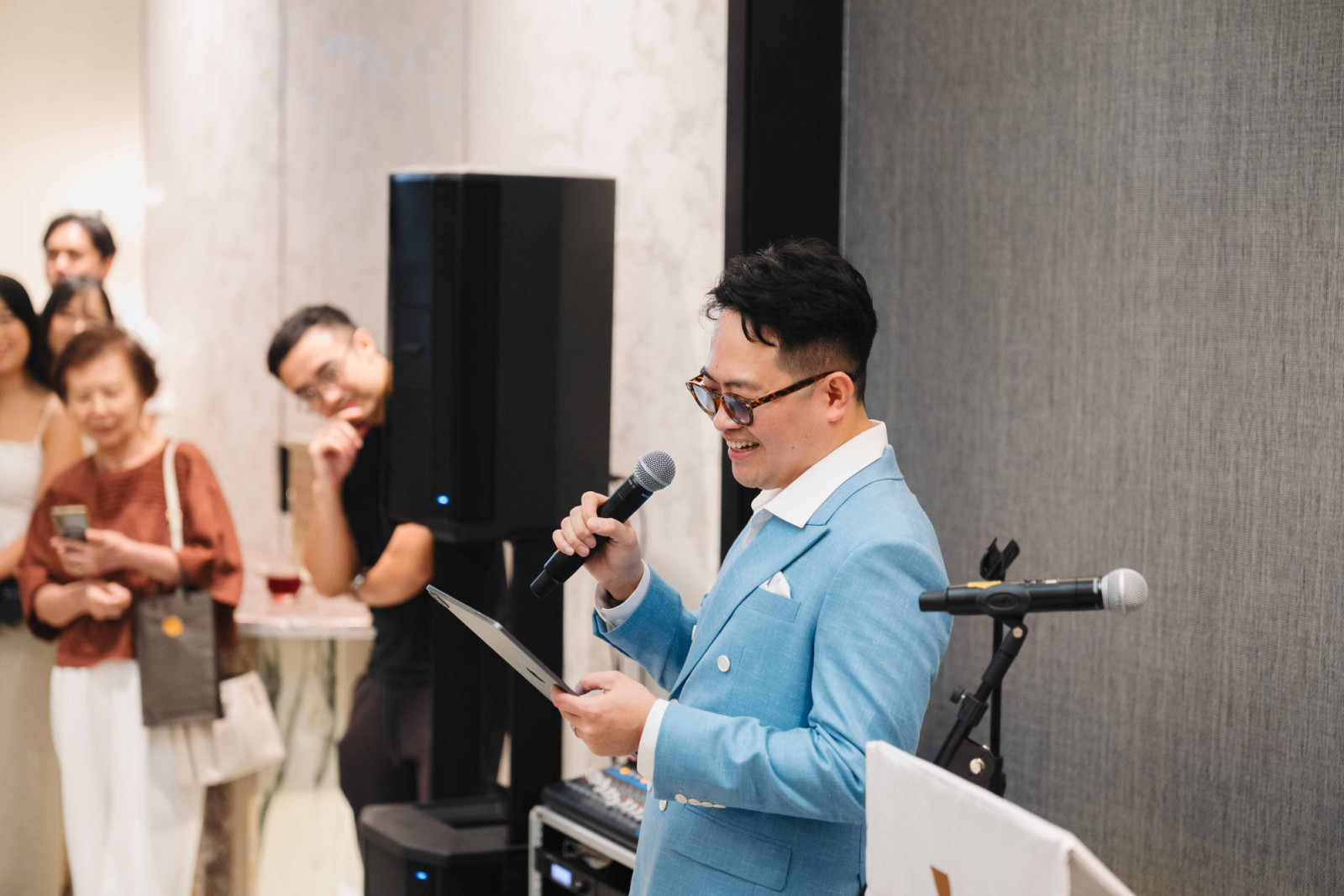 ABCD founder Averse Yau giving a speech after the ribbon-cutting ceremony