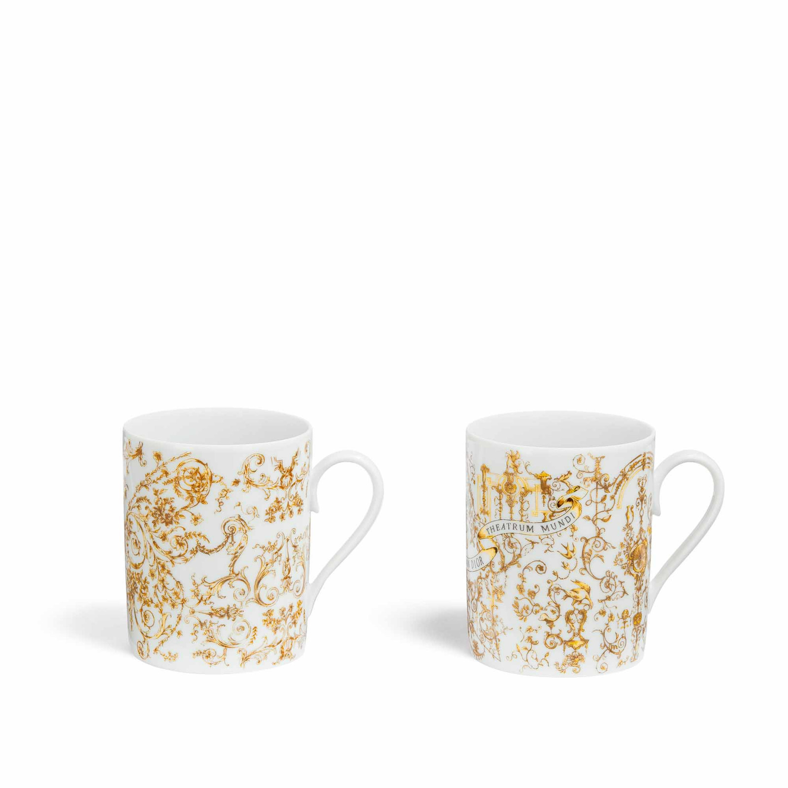 Set of two porcelain mugs with 24-carat gold prints