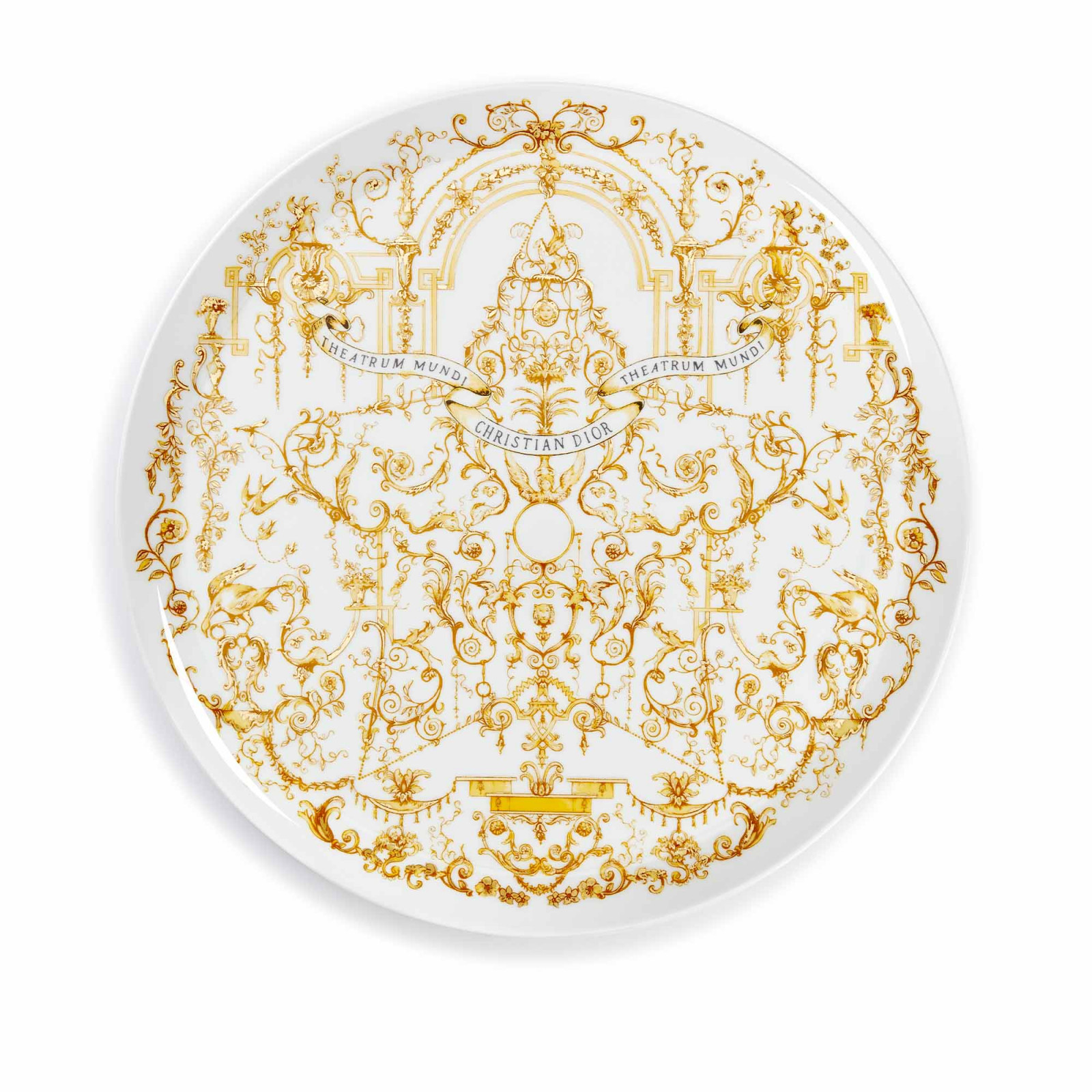 Porcelain dinner plate with 24-carat gold motif from Dior Maison’s holiday tableware