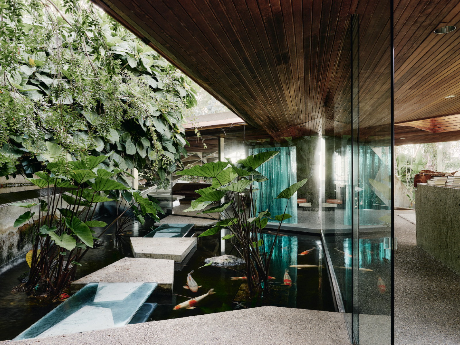 A serene integration of flora and fauna with the modernist structure of the Sheats-Goldstein Residence, renovated by Conner + Perry Architects
