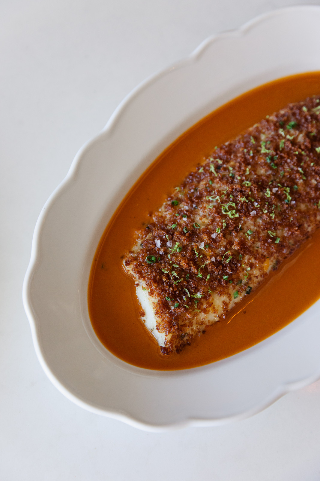 The Loup De Mer dish at the Camphor restaurant in Los Angeles, California