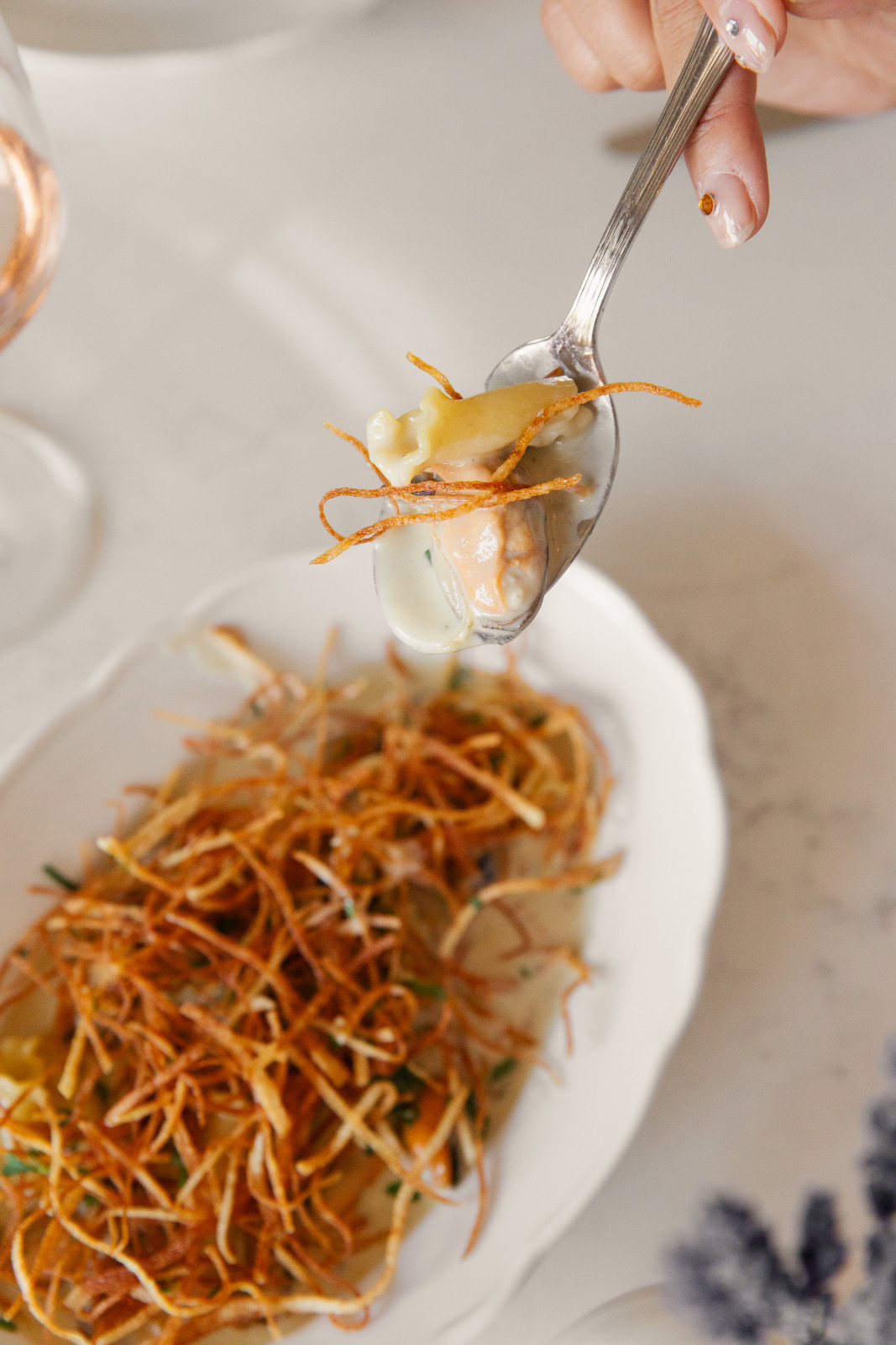 The mussels dish at the Camphor restaurant in Los Angeles, California