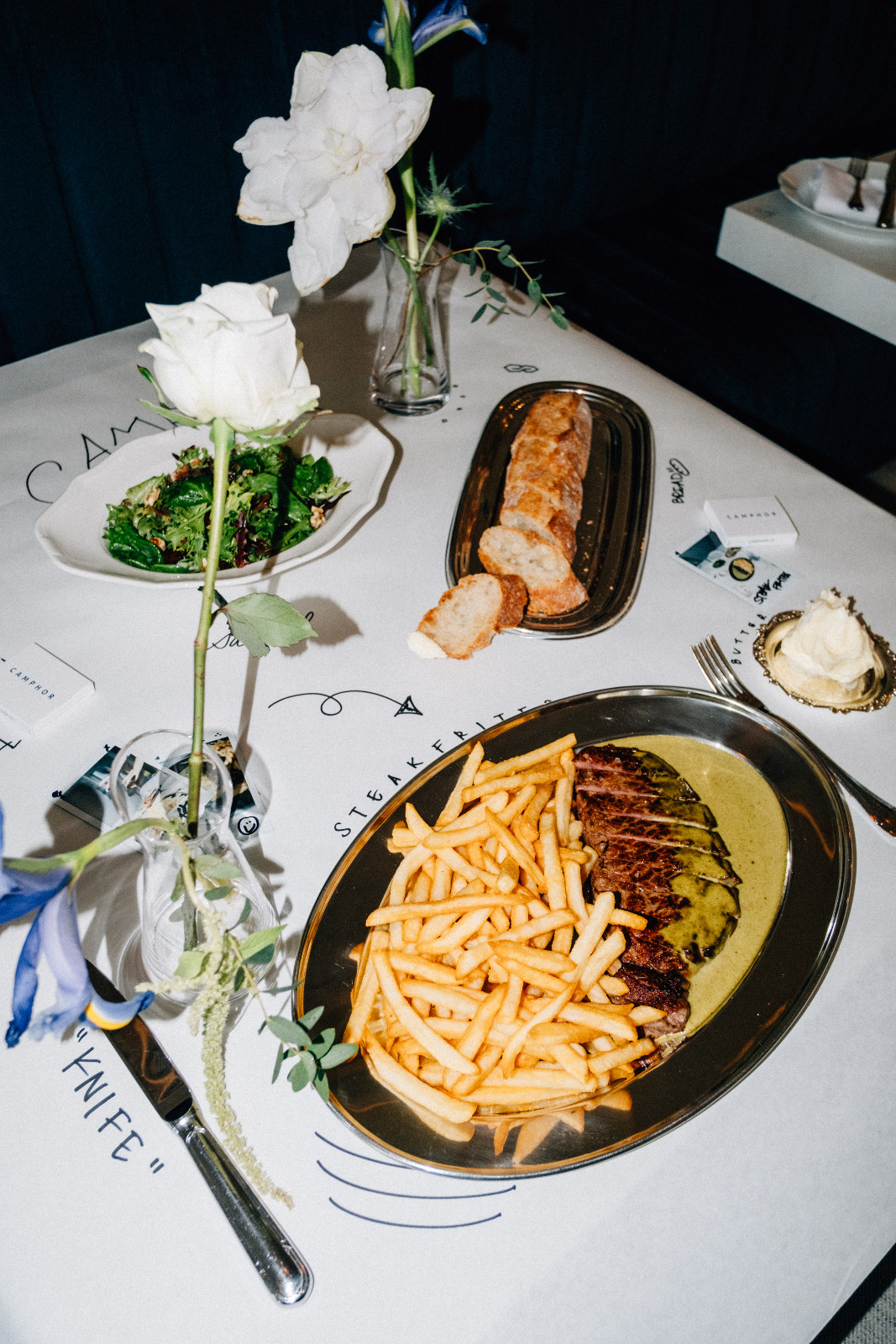The steak frites at the Camphor restaurant in Los Angeles, California