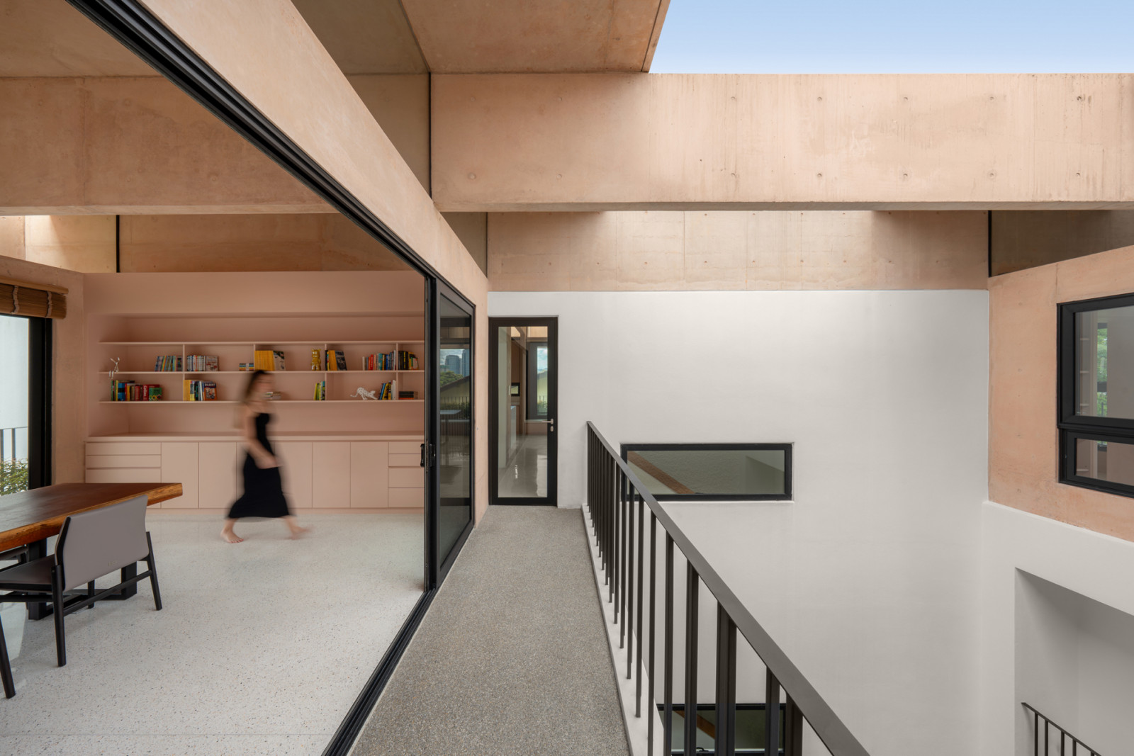 The central courtyard brings daylight and ventilation into the combined residenc