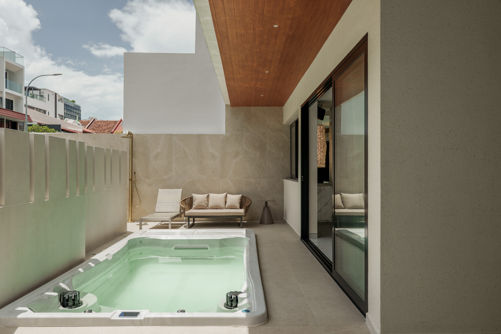 The outdoor Jacuzzi is a popular weekend rendezvous point for the entire family