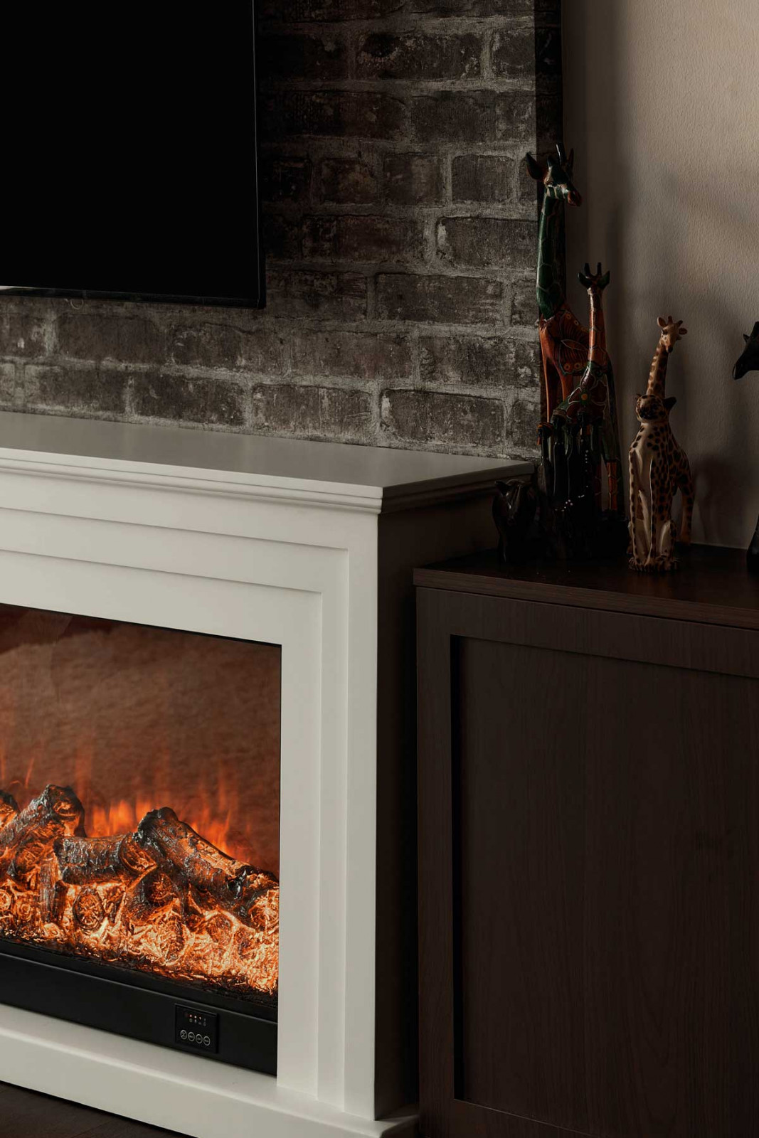 The charming faux fireplace