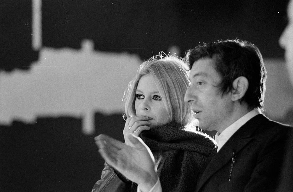 Brigitte Bardot and Serge Gainsbourg on the shooting of the broadcast Show realized by Francois Reinchenbach. (Photo by Jean Adda/INA via Getty Images)