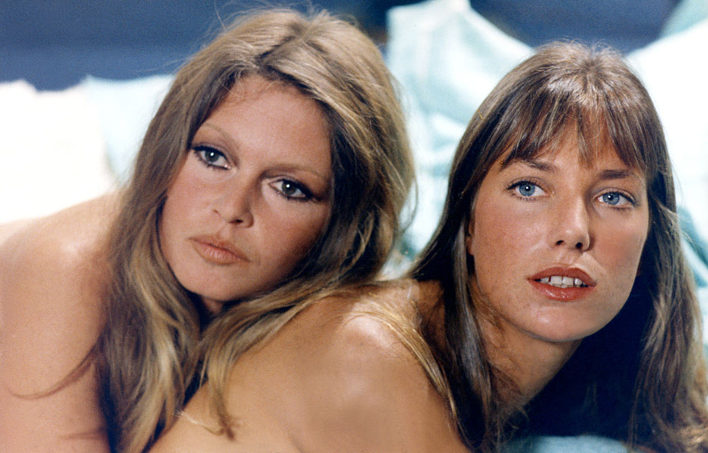 French actress Brigitte Bardot and British actress and singer Jane Birkin on the set of Don Juan ou Si Don Juan était une femme..., written and directed by Roger Vadim. (Photo by Sunset Boulevard/Corbis via Getty Images)