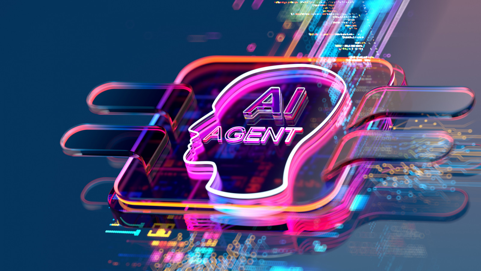 Digital background depicting innovative technologies in (AI) artificial systems, neural interfaces and internet machine learning technologies (photo: MF3d)