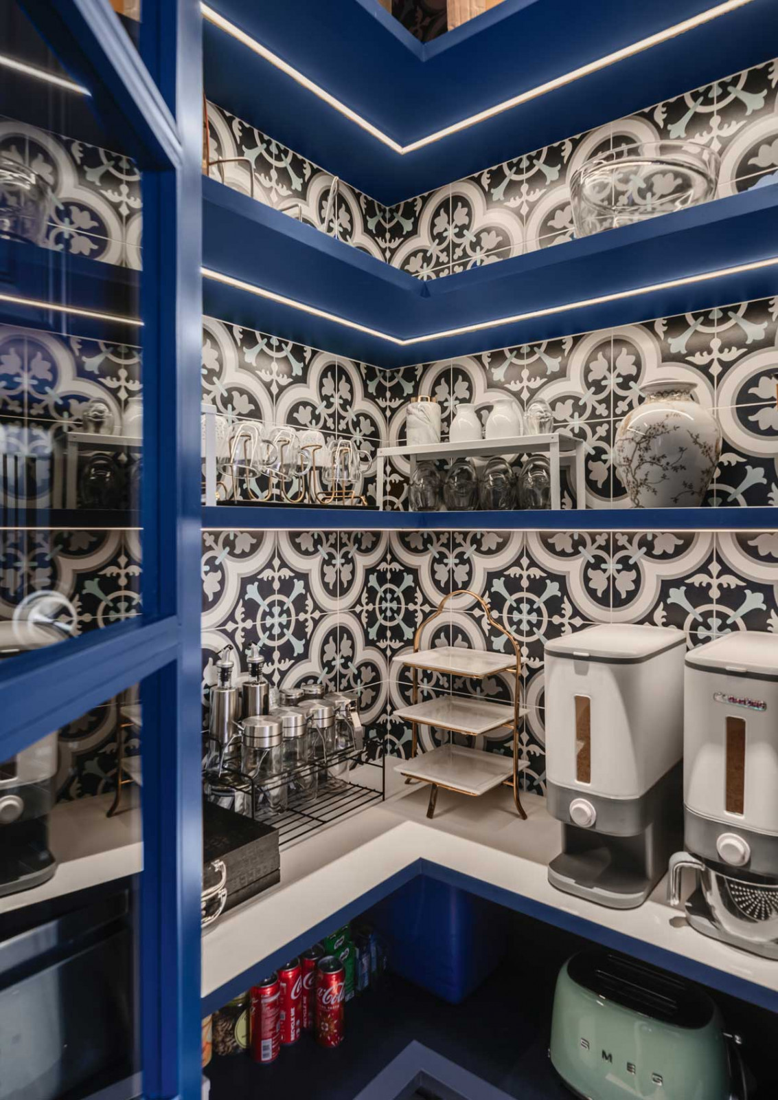 Summerhaus D’zign Serangoon terrace house - these Peranakan-style tiles in the walk-in pantry give it cultural character