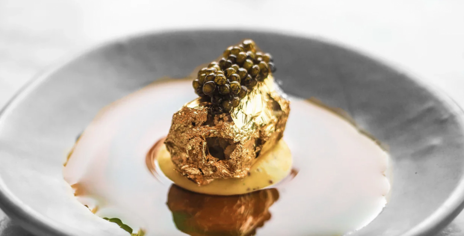 Foie gras wrapped in gold leaf on a bed of truffles, topped with caviar (Image: Bester Caviar)