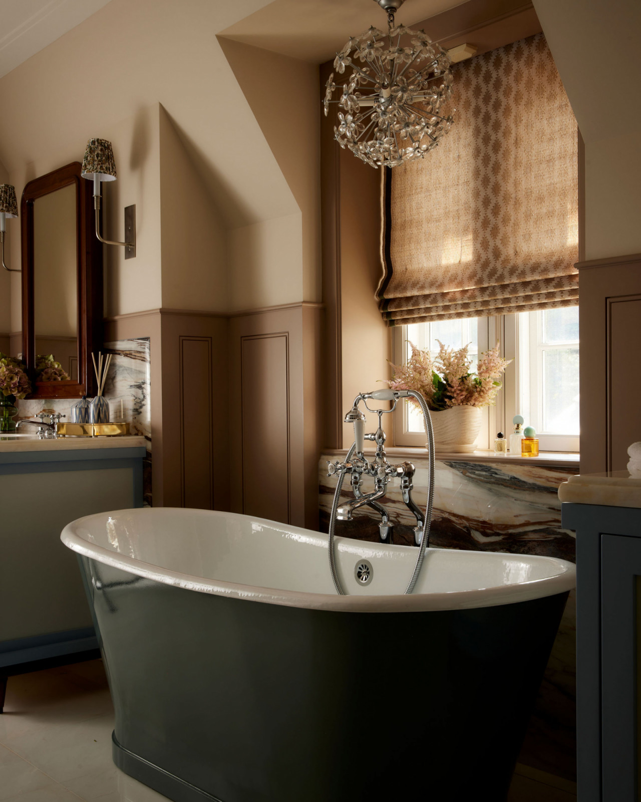 The primary bathroom of an Ontario, Canada mansion renovated by Sabrina Albanese Interiors