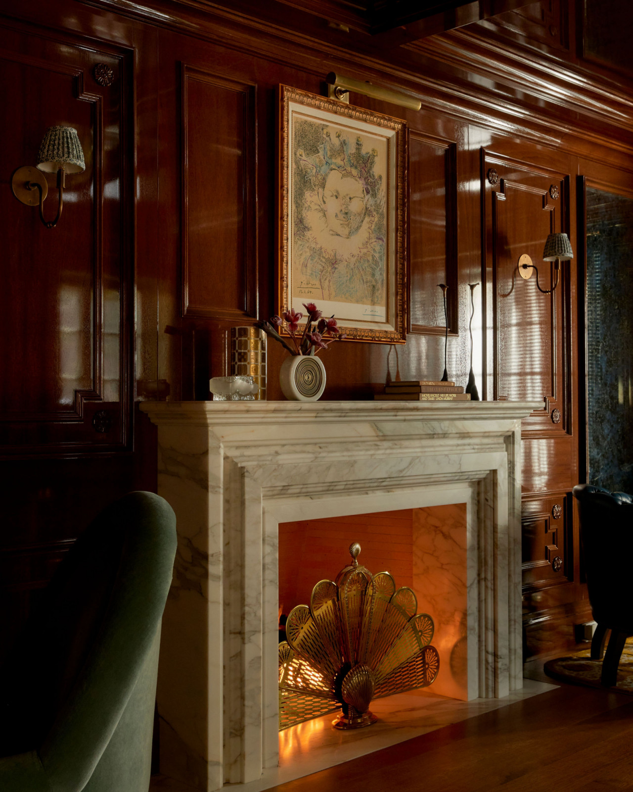 The fireplace in an Ontario, Canada mansion renovated by Sabrina Albanese Interiors