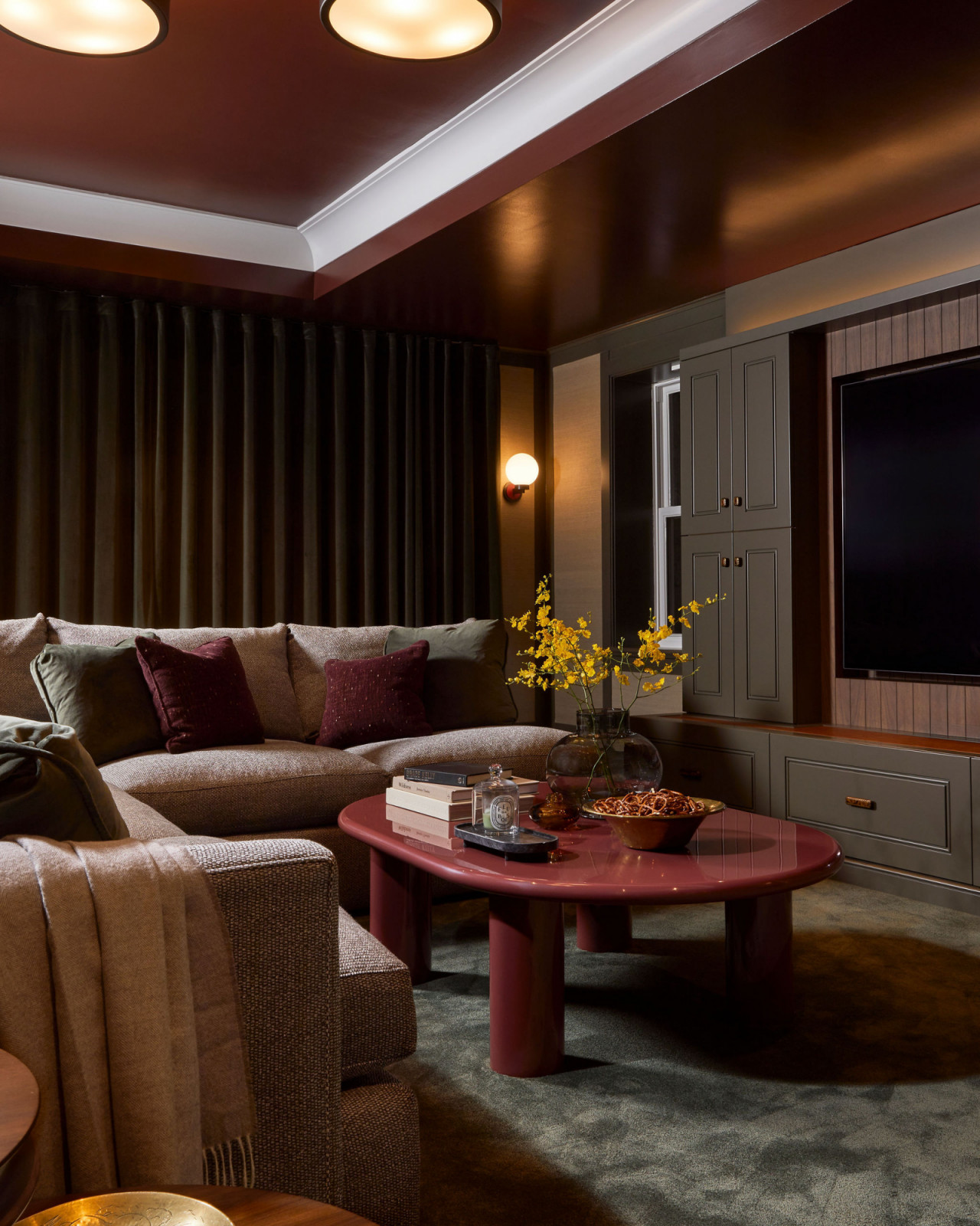 The lounge and billiards room of an Ontario, Canada mansion renovated by Sabrina Albanese Interiors