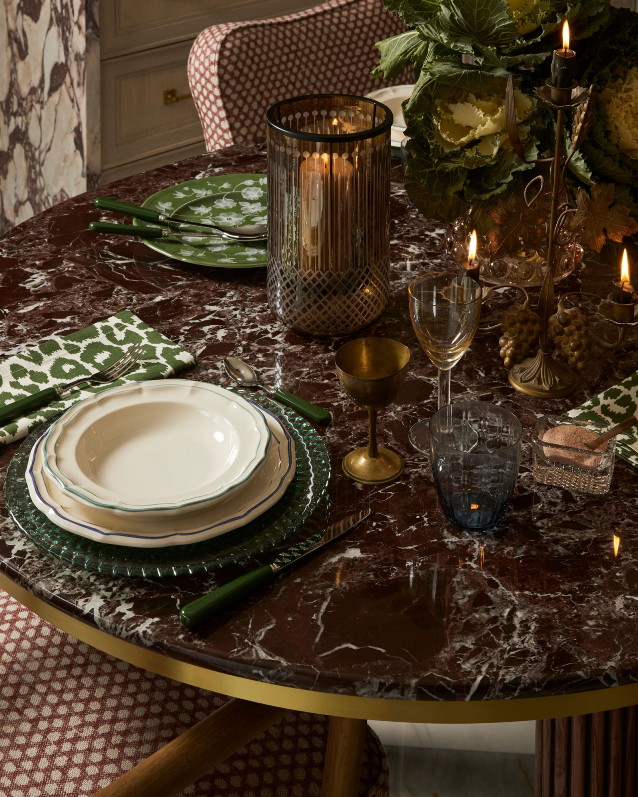 Details of the tablescape in an Ontario, Canada mansion renovated by Sabrina Albanese Interiors