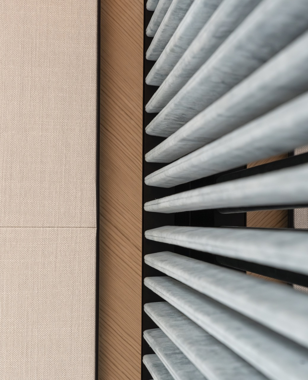Textile panels with graduated opacity demonstrate m2atelier’s attention to how light touches matter in the Azimut Grande 30M