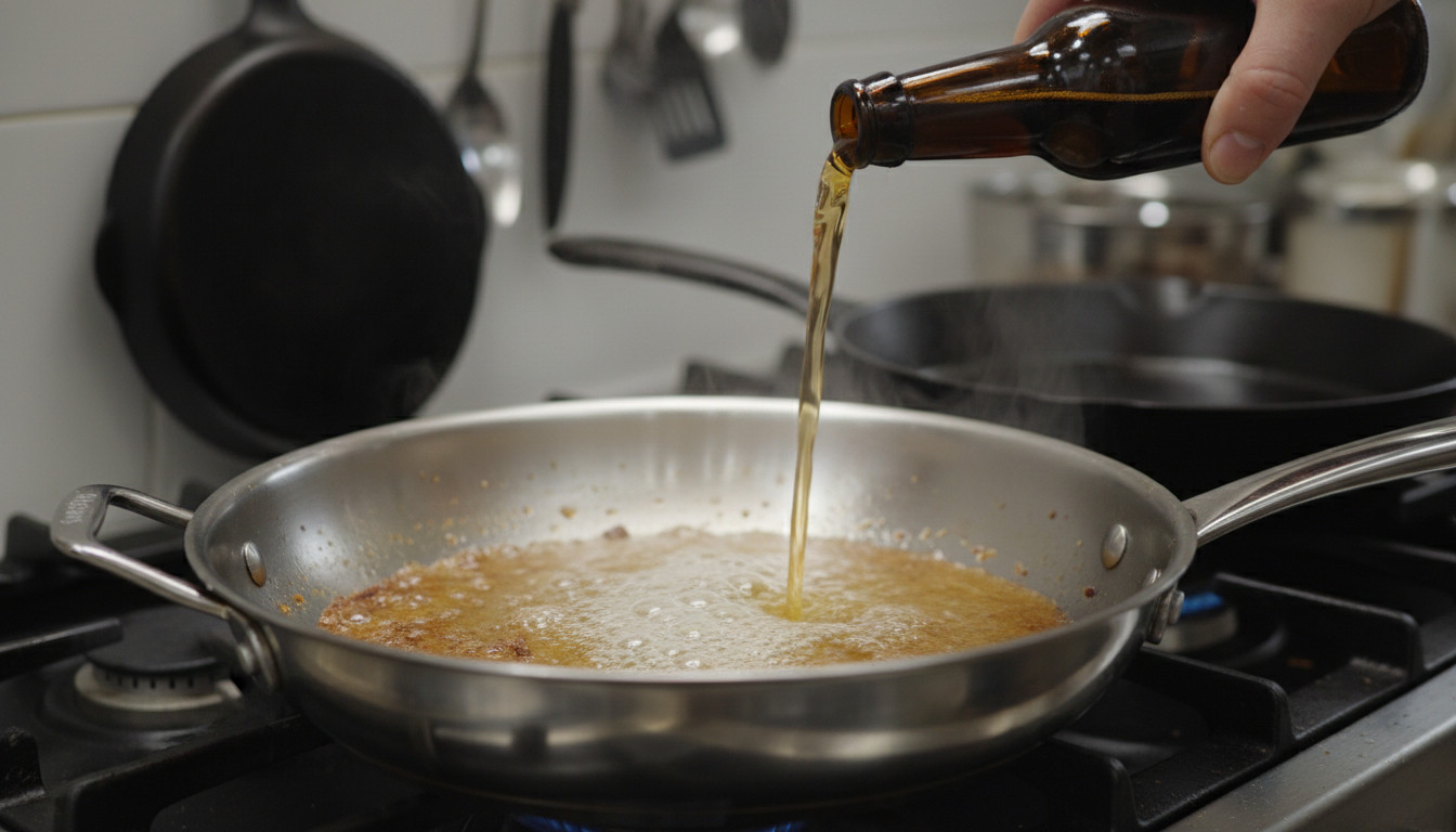 Forget the instructions—deglazing can be done with whatever liquid you may have on hand