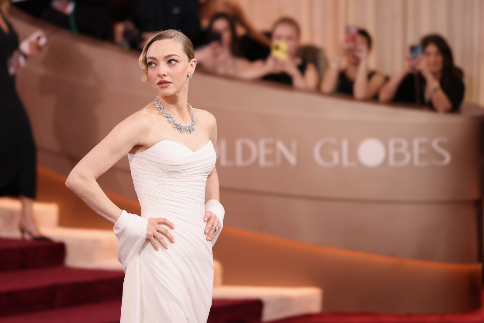 BEVERLY HILLS, CALIFORNIA - JANUARY 11: (FOR EDITORIAL USE ONLY) Amanda Seyfried attends the 83rd Annual Golden Globe Awards at The Beverly Hilton on January 11, 2026 in Beverly Hills, California. (Photo by John Shearer/WireImage)