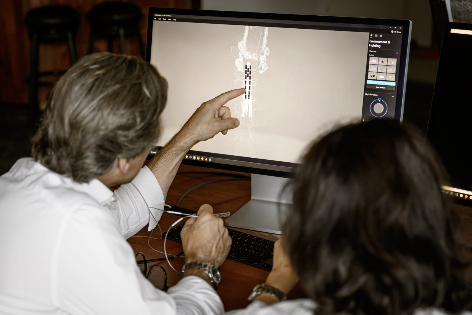 Grégoire Courtine, 2025, neuroscientist and Joceylne Bloch, Neurosurgeon.They are wearing them own watch, an Oyster Perpetual Datejust 41 (M126334-0017)Grégoire Courtine is seen in his office with his associate, neurosurgeon Jocelyne Bloch.