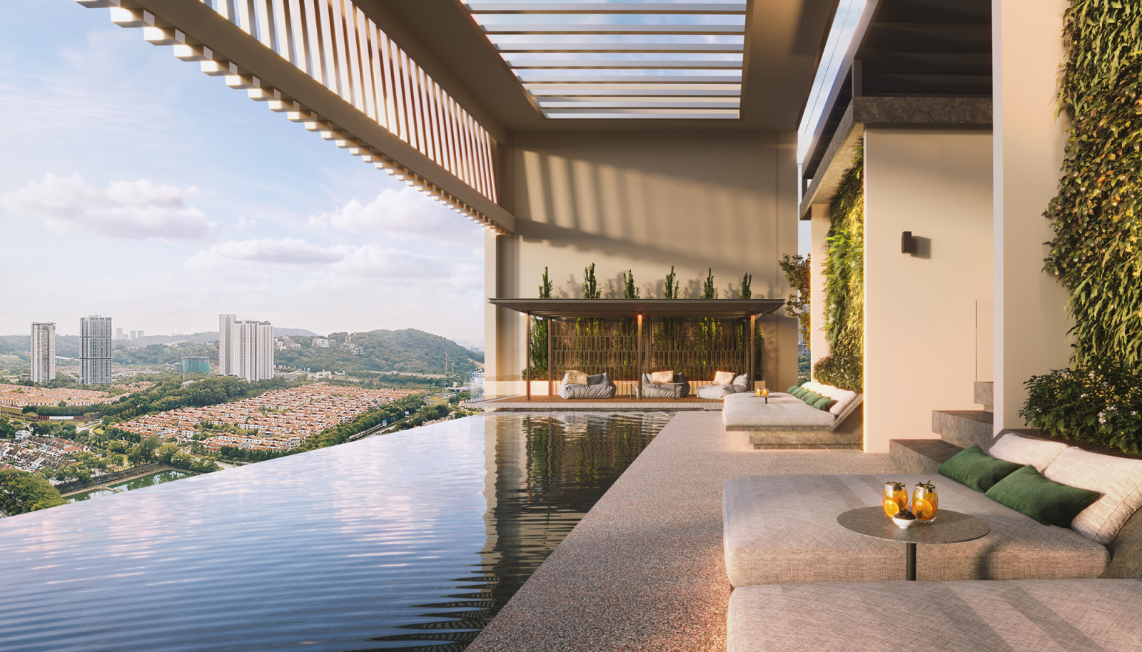 The Sky Pool invites residents to immerse themselves in the calming experience