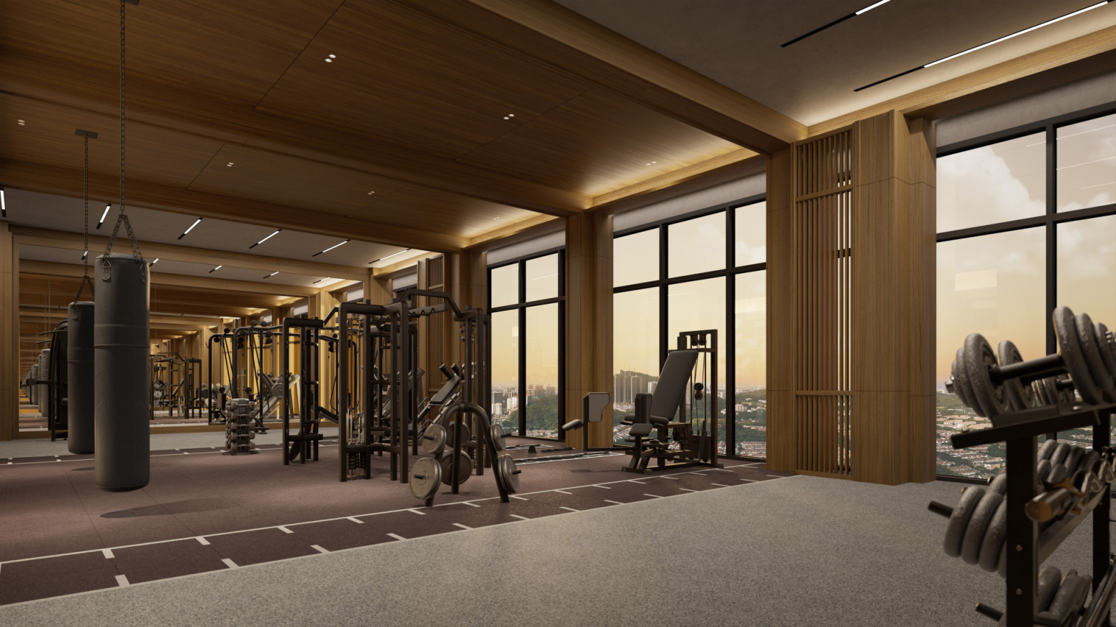 The Sky Gym with unimpeded views of the city skyline