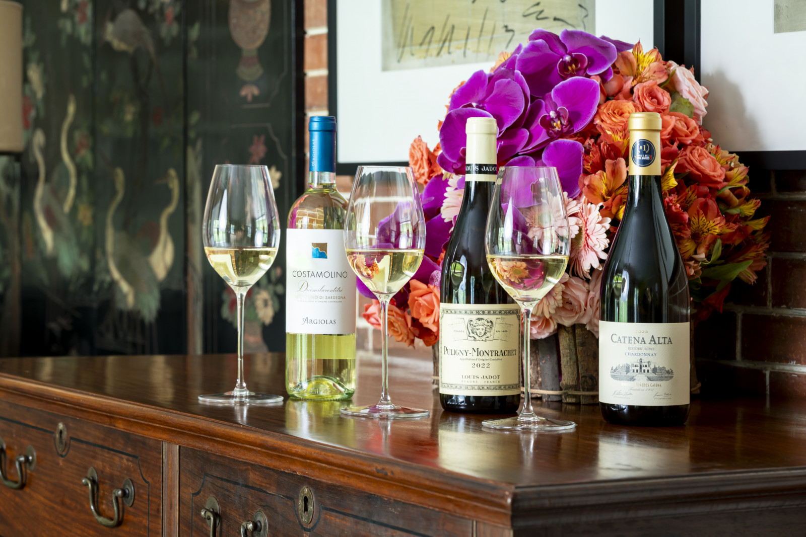 An array of white wine selections at Alex Lichaytoo's home