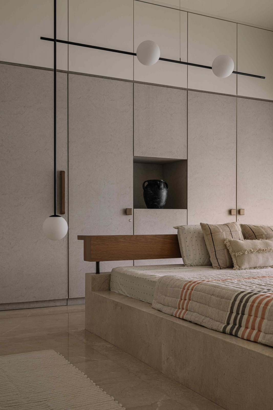 Each bedroom suite with distinct material palettes catered to each family member