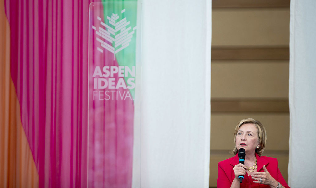 Hillary Rodham Clinton speaks at the 2014 Aspen Ideas Festival in Aspen, Colorado (Photo by Leigh Vogel/Getty Images)