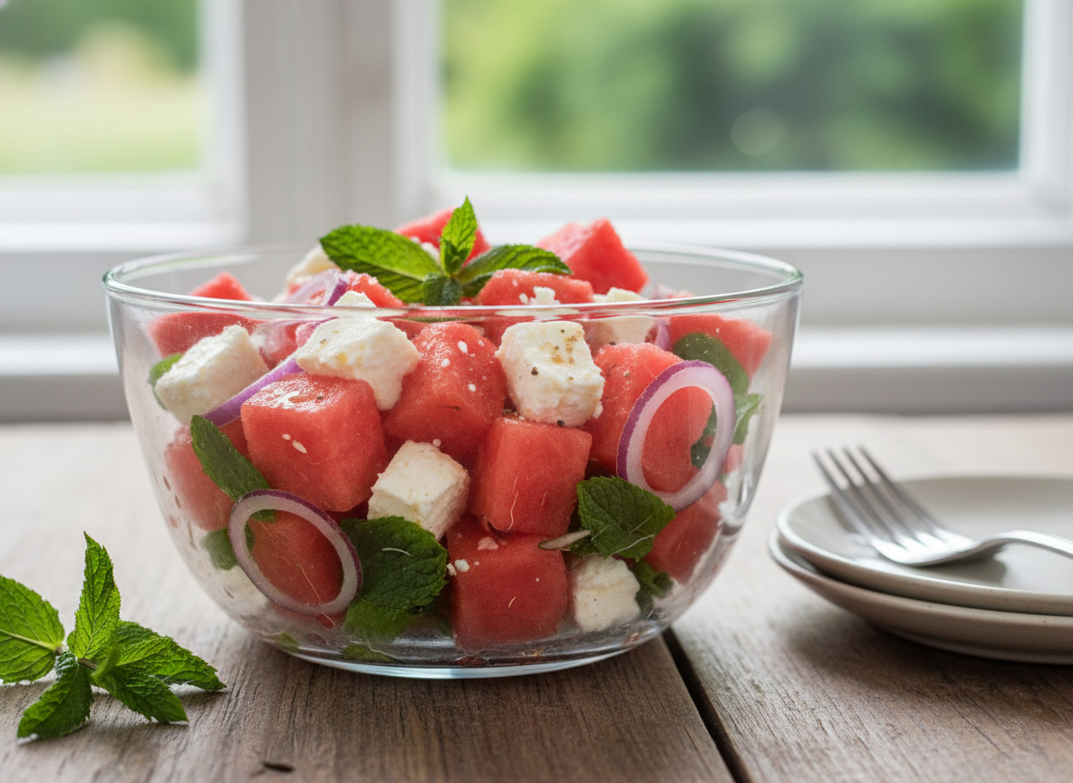 Juicy watermelon and tangy feta balance each other perfectly in a light, refreshing salad (Photo: AI-generated)